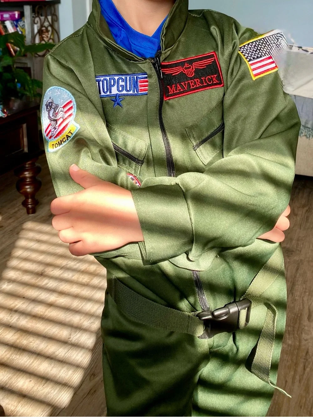 Olive Green kids Top Gun Maverick flight suit